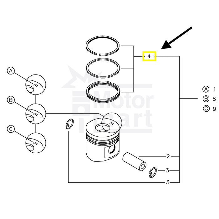 JUEGO DE ANILLOS PARA UN PISTON STD.