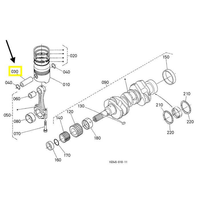 PERNO DE PISTON, D1005, D1105, D1305, D905, V1305, V1505, WG1605
