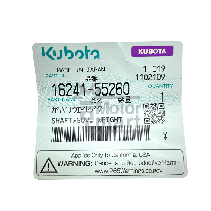 Eje de gobernador de inyección k16241-55260 - kubota