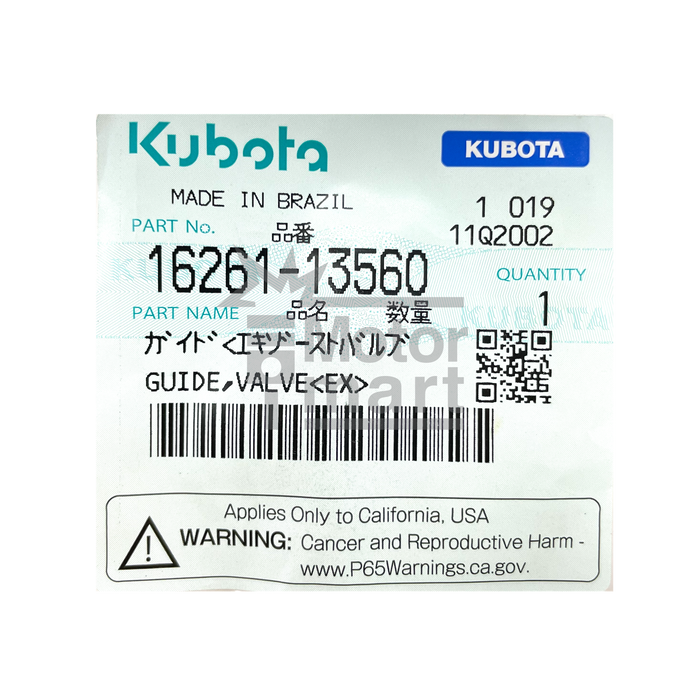 Guía de válvula escape k16261-13560 - kubota