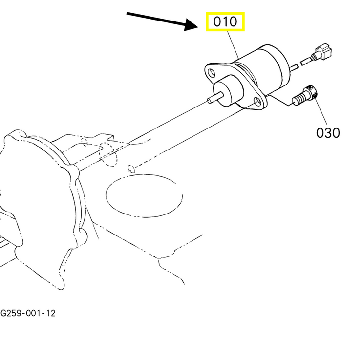Solenoide de paro, D1005, D1105, D1305, D905, V1305, V1505