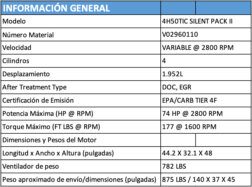 MOTOR HATZ DE VELOCIDAD VARIABLE , ARRANQUE ELÉCTRICO - 4H50TIC SILENT PACK II