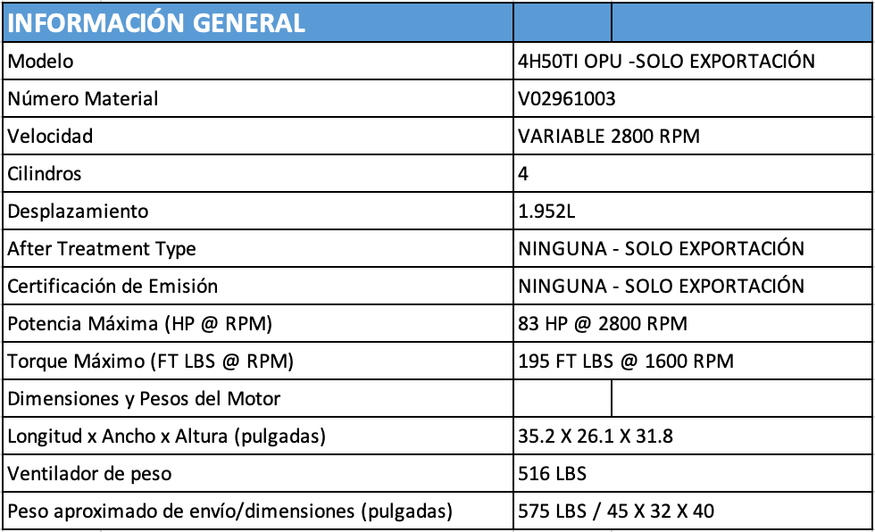 MOTOR HATZ INDUSTRIAL DE VELOCIDAD VARIABLE ARRANQUE ELECTRICO - POWER UNIT - 4H50TI OPU